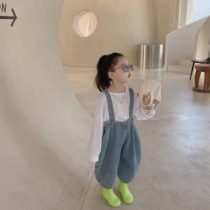 Boy pants Han version of autumn with new pant back with pants female baby foreign air harnesses broadlegged pants denim trousers external pants