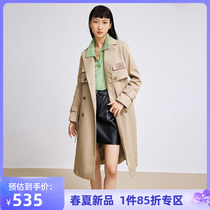LILY2022 Spring new womens clothing retro Inlan ethos double-row buckle loose belt with long style coat of wind