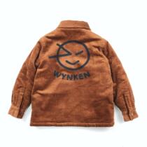 Japanese Tide brand childrens clothing autumn and winter new mens and womens smiling face corduroy Lamb hair warm jacket jacket