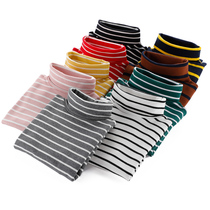 Childrens high neck base shirt cotton 2021 autumn winter clothes for boys and girls stripes t-shirt baby long sleeve top