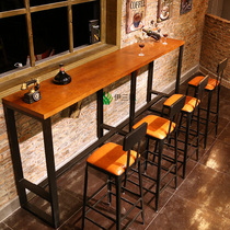 Retro industrial style Wrought iron solid wood bar chair table Modern simple bar high stool Cafe bar table and chair