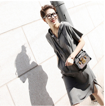 Casual dress summer Women 2018 new Korean straight skirt slim cotton gray hooded sweater dress women Summer