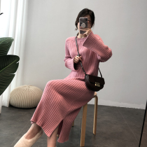 Maternity winter dress Harajuku style pregnant women long sweater dress pregnant women base shirt autumn maternity autumn winter dress