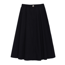 Yellow not annoying elastic waist black skirt A- line dress 2021 new small man slim waist long skirt ins tide