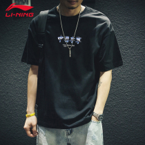 China Li Ning short sleeve men and women couples with cotton loose top summer breathable round neck leisure national tide half sleeve