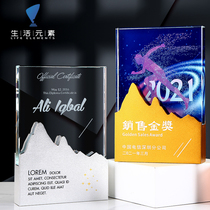 Metal Trophy Personality Customized Creative Crystal Color Printing Trophy Medal Customized Enterprise Annual Meeting Staff Award Lettering