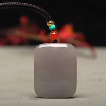 Xinjiang natural Hetian jade pendant male smoke purple gray safe and sound brand jade brand pendant jade pendant jade pendant female necklace