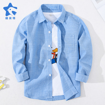 Boys shirt casual new cotton middle and big childrens childrens clothing long-sleeved inch shirt spring and autumn boys and girls breathable