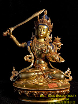 Nepalese master pure handmade high-end boutique Sakyamuni pure copper gilt Buddha statue Manjushi Bodhisattva 32cm high