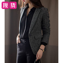  JOLIMENT gray small suit jacket female 2021 new spring and summer casual temperament woolen suit short top