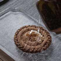 Three times Japanese mane characteristic coaster thickened brown mat Tea pot mat Brown braided heat insulation mat Tea ceremony accessories