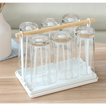  Glass drying cup rack Water cup storage storage rack Six creative drain with tray household beer upside down