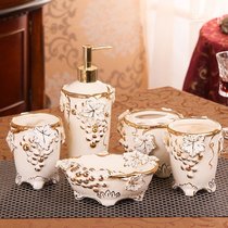 Real Decoration Ceramic Bathroom Toothbrushing Cup Suit Eurostyle Wash Suit Bathroom Five Sets Creative Practical Wedding Gifts