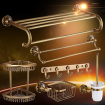 Copper antique towel rack bathroom towel rack American bathroom hardware pendant toilet rack adhesive hook set