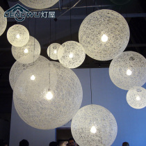 Nordic Minimalist Restaurant Chandelier Bar Desk Dining Room Book Room Creative Art Personality Vine Art Hemp Ball Pendant Lamp Shade