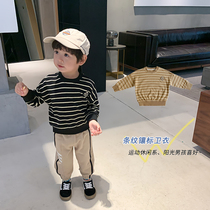 Meng Meng Da 2020 new childrens clothing childrens clothing boy Chauded boy Chauded jacket head t-shirt striped blouses baby foreign air
