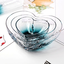 Nordic Creative Loving Glass Salad Bowl Hammer Destination Tattooed Sea Blue Crystal Glass Bowl Ink Green Fruit Sweet Bowl