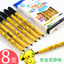 Marco black Hook pen childrens water-based art painting hook stroke stroke kindergarten drawing thin marker marker pen hand-drawn special Mark ditch safe non-toxic and odorless stationery