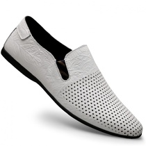 Cool leather shoes mens summer breathable with holes genuine leather mens shoes hollowed-out holes shoes Han prints Inn Mens casual shoes