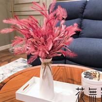Living room simulation flower simulation flower feather dog tail powder fake flower fake home dining table TV cabinet decoration simulation