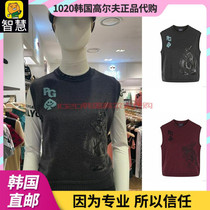 South Korea PEARLY GATES Golf Suit 21 Autumn golf Women's Crewneck Pattern Knitted Vest