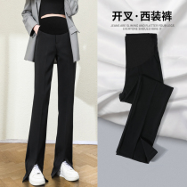Pregnant woman pants spring spring summer outside wearing big code straight cylinder open fork spring and autumn in woman pregnancy early suit broadlegged pants spring dress