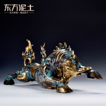 Oriental clay Ceramic craftsman Zhang Changlin teacher works bronze series of artwork vulcan cattle