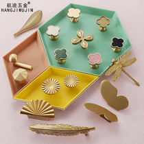 Golden Nordic light and luxurious closet cabinet door pure copper handle American field Park creative drawer Single-hole cupboard brass handle