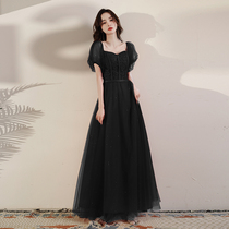 Evening dress dress 2022 new name Yuanyuan black grand chorus conductor High-end Banquet Host Temperament Annual Meeting