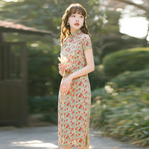 Floral cheongsam 2021 summer new young model daily wear girly temperament French modified dress