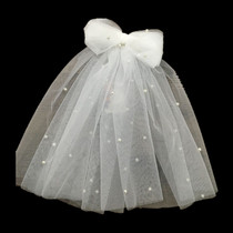 Mori fairy wind bow flower girl veil short playful cute white bride wedding veil tour photo