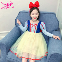 6 years old 5 girls little girls students eight autumn clothes 10 Snow Whites skirt dress long sleeve mesh dress 12