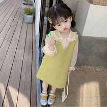 Childrens clothing 2020 girls spring new vest skirt shirt Korean version of small children two sets female treasure children clothes