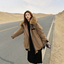 Parker cotton clothes womens mid-length Korean cotton clothes ins Hong Kong style 2021 winter new plus velvet ins quilted jacket jacket