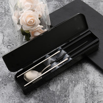 304 stainless steel Portuguese portable tableware set Spoon and chopsticks 2-piece set adult student tableware set
