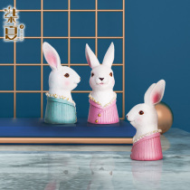 Resin simulation animal mini ornaments light luxury Nordic desktop decoration home accessories cute rabbit creative gift