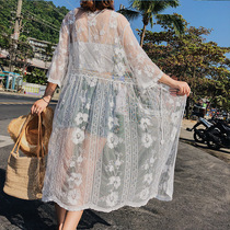 Bikini swimsuit blouse long seaside resort beach sunscreen jacket with water swimsuit cover