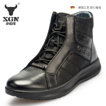 XGN small bull 2021 spring autumn new mens leather shoes leather casual Martin boots 100 hitch medium-high help tooling shoes