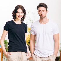 T-shirt half-sleeve fashion waiter overalls T-shirt domes black and white round neck stretch slim short sleeve t-shirt