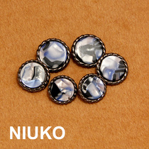 NIUKO stone pattern high fashion custom coat metal button gun black button accessories coat exquisite buckle