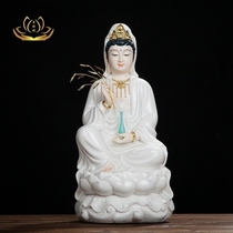 Fine white marble jade porcelain Guanyin Guanshiyin Bodhisattva Buddha statue Da Ci Da Shiyin Bodhisattva safe decoration