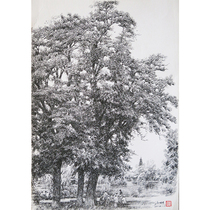 Wang Yongchao under the trees paper This new steel stroke pure hand-painted steel strokes