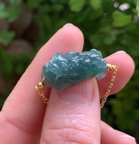 Yang Yujia natural A goods jade ice species blue water Yin and Yang eyes wishful brave 14K gold bracelet certificate flower