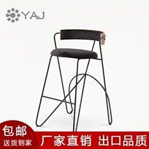 Extremely minimalist bench chair industrial wind loft iron art bar chair high foot bar chair backrest American retro light lavish