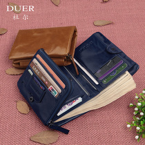 Clearance wallet ladies short vintage oil wax cowhide wallet mens Korean zipper horizontal wallet three fold wallet