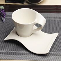 New pure white simple ceramic teacup Concentrated latte Cappuccino coffee cup and saucer set