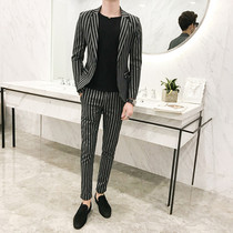 Korean slim fit with handsome Yuppie suit a set of net Red mens tight-fitting trend casual fried street suit jacket