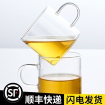 Heat-resistant transparent glass tea cup Small teacup with handle cup Master cup thickened household flower tea cup tray Tea set