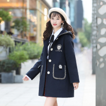  Winter Korean version of the cute woolen coat female students plus cotton thickening high school junior high school students college wind coat