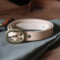  HARDWIND Belt Vintage Retro tea core cowhide Leather narrow belt Belt